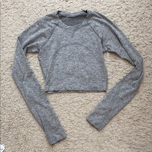 Lululemon Swiftly Tech Cropped Long Sleeve (Heather Grey)